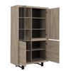 Aparador Alto Con 4 Puertas L110cm - Efecto Madera - L 110  X A 48  X H 185  Cm