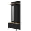 Mueble Recibidor Negro 2 Puertas Y Un Espejo - Fabricación Francesa - L 81  X A 36.9 X H 188.5  Cm