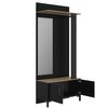 Mueble Recibidor Negro 2 Puertas Y Un Espejo - Fabricación Francesa - L 81  X A 36.9 X H 188.5  Cm