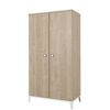 Armario 2 Puertas Acabado Madera Y Blanco Bebé - 102 X 195 Cm - L 102  X A 58  X H 195  Cm