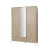 Armario 3 Puertas 1 Cajón Marcel - L 136  X A 58  X H 195  Cm - Imitación Madera Clara