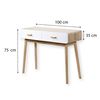 Consola Escandinava 2 Cajones Madera Y Blanco - L 100 X A 75 Cm. - L 100  X A 35  X H 75  Cm