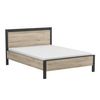 Cama Doble Adulto Acabado Roble Y Negro - 140x190 Cm - L 146,3  X A 198  X H 96,6  Cm