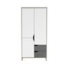 Armario 3 Puertas 2 Cajones Con Barra 89 Cm - Gris Y Blanco - L 88,9  X A 50,1  X H 184,6  Cm