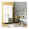 Armario 3 Puertas 2 Cajones Con Barra 89 Cm - Gris Y Blanco - L 88,9  X A 50,1  X H 184,6  Cm