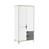 Armario 3 Puertas 2 Cajones Con Barra 89 Cm - Gris Y Blanco - L 88,9  X A 50,1  X H 184,6  Cm