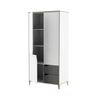 Armario 3 Puertas 2 Cajones Con Barra 89 Cm - Gris Y Blanco - L 88,9  X A 50,1  X H 184,6  Cm