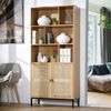 Librería De 6 Compartimentos Y 2 Puertas En Ratán Natural H175cm - Jaya