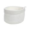 Cesta Redonda De Ganchillo Blanco Modelo Grande - L 20  X A 20  X H 17  Cm