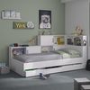 Cama Con Almacenaje 90 X 200 Cm - Blanco Y Gris - L 221  X A 120  X H 104  Cm