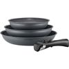 Batería De Cocina Juego De 3 Sartenes - Gris Mate 20-24-28 Cm