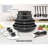 Batería De Cocina Extraíble 15 Piezas 16-20-22-24-26 Cm Negro