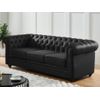 Sofá Fijo Chesterfield  205x88x72 Cm Color Negro Venta-unica