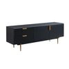 Mueble Bajo De Tv Likana 2 Cajones 160x43.5x57 Cm Color Negro, Dorado Vente-unique