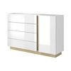 Cómoda Baja Murari 4 Cajones 138.2x40x90.5 Cm Color Color Natural Claro, Blanco Vente-unique