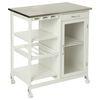 Isla Cocina  Ruedas Y Encimera De Acero Inoxidable Five 76x48x87 Blanca