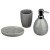 Set De 3 Piezas, Dispensador, Vaso Y Jabonero De Cerámica Five Seda Gris