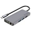 Hub Usb-c 3xusb 1x Hdmi 1x Vga 1x Ethernet 1x Usb-c 1x Microsd/sd Akashi - Gris