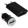 Pack Cargador 3 En 1: Cargador 0,7a + Cargador Coche 1a + Cable Micro-usb