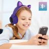 Cascos Estéreo Bluetooth 5.0 Diseño Gatito Con Luces Autonomía 12h - Fucsia