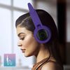 Cascos Estéreo Bluetooth 5.0 Diseño Gatito Con Luces Autonomía 12h - Fucsia