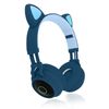 Cascos Bluetooth 5.0 Diseño Gatito Con Luces Autonomía 12h - Azul Oscuro