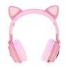 Cascos Estéreo Bluetooth 5.0 Diseño Gatito Con Luces Autonomía 12h - Rosa