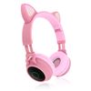 Cascos Estéreo Bluetooth 5.0 Diseño Gatito Con Luces Autonomía 12h - Rosa