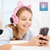 Cascos Estéreo Bluetooth 5.0 Diseño Gatito Con Luces Autonomía 12h - Rosa