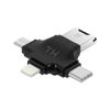 Lector Tarjetas Micro-sd 4 En 1 Usb-c/lightning/micro-usb/usb - Hl107 Negro