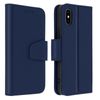 Funda De Piel Premium Iphone Xs Max Tarjetero F. Soporte - Azul Oscuro