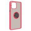 Funda Carcasa Apple Iphone 12 Mini Dos Materiales Anillo Metálico Soporte Rojo
