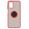 Funda Carcasa Samsung Galaxy A02s Dos Materiales Anillo Metálico Soporte Rojo