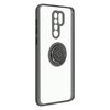 Funda Carcasa Xiaomi Redmi 9 Dos Materiales Anillo Metálico Soporte Negro