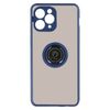 Funda Iphone 11 Pro Dos Materiales Anillo Metálico Soporte Azul