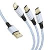 Cable Usb 3 En 1 Usb-c Micro-usb Lightning Carga Rápida 1.2m Nailon Trenzado