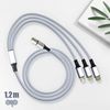 Cable Usb 3 En 1 Usb-c Micro-usb Lightning Carga Rápida 1.2m Nailon Trenzado