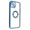 Funda Iphone 13 Silicona Cámara Cubierta Transparente Contorno Azul Cromado