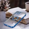 Funda Iphone 13 Silicona Cámara Cubierta Transparente Contorno Azul Cromado