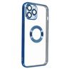 Funda Iphone 13 Pro Silicona Cámara Cubierta Transparente Contorno Azul Cromado