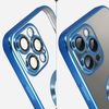 Funda Iphone 13 Pro Silicona Cámara Cubierta Transparente Contorno Azul Cromado