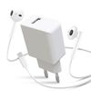 Pack Cargador De Red Usb 2.1a Y Auriculares Usb-c Blanco