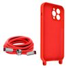 Funda Cordón Iphone Pro Max Semirrígida Collar Bandolera 80cm Rojo