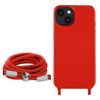 Carcasa Cordón Iphone 14 Semi Rígida Con Collar 80 Cm Rojo