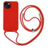 Carcasa Cordón Iphone 14 Plus Semi Rígida Con Collar 80 Cm Rojo