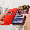 Funda Iphone 14 Pro Max Solapa Tarjetero Función Soporte Vídeo Rojo