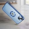 Funda Iphone 14 Plus Silicona Cámara Cubierta Transparente Contorno Azul Cromado