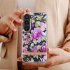 Carcasa Para Samsung Galaxy S23 Dorso Rígido Contorno Suave Floral Violeta