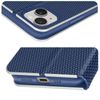 Funda Para Apple Iphone 14 Con Tarjetero Diseño Carbono Azul Y Plateado