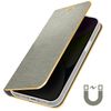 Funda Para Apple Iphone 14 Tarjetero Y Soporte Vídeo Gris / Dorado